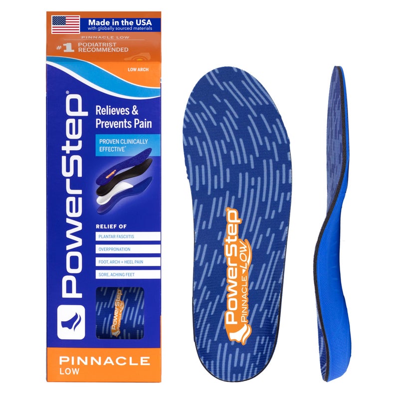 PowerStep Pinnacle Low Insoles, Supports Flat Feet, Plantar Fasciitis Relief, Overpronation, Arch Support, Heel Pain, All Day Comfort, Made in The USA (Men's 8-8.5 / Women's 10-10.5 - Image 1